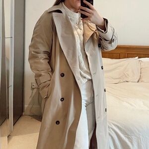 H&M Double Breasted Cotton Trench Coat, Khaki, size XL